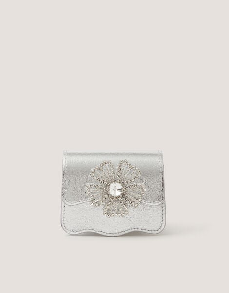Mini Diamant&eacute; Flower Metallic Bag, , large