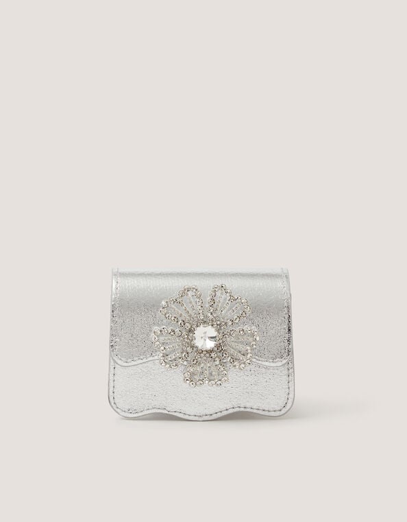 Mini Diamant&eacute; Flower Metallic Bag, , large