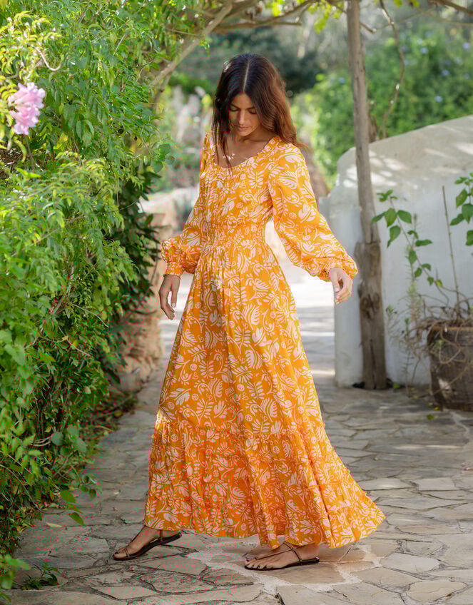 La Galeria Elefante Jodie Flamenco Maxi Dress, Orange (ORANGE), large