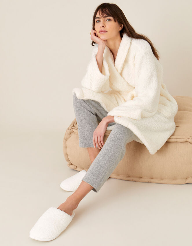 Lounge Fluffy Dressing Gown, Ivory (IVORY), large