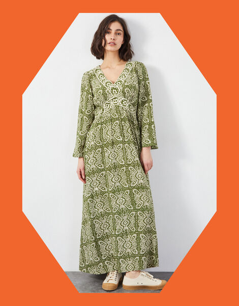 East Ashley Batik Maxi Dress, Green (GREEN), large