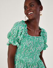 Gigi Print Bardot Maxi Dress, Green (GREEN), large