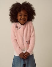 Sequin Butterfly Fluffy Cardigan, Pink (PINK), large