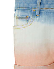 Darlene Tie-Dye Denim Shorts, Blue (BLUE), large