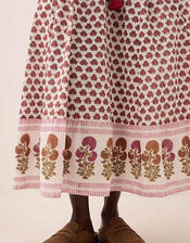 East Karmen Hand Woodblock Cotton Dress, Pink (PINK), large