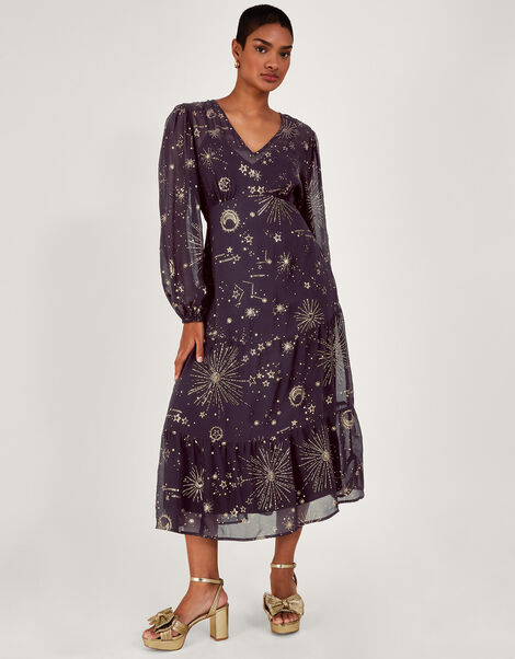 Cassie Zodiac Midi Dress, Blue (MIDNIGHT), large