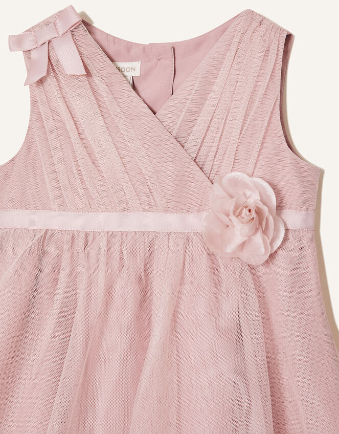 Baby Corsage Wrap Dress, Pink (DUSKY PINK), large