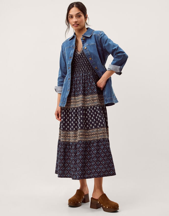 Mabel Longline Denim Jacket, Blue (MID AUTHENTIC BLUE), large