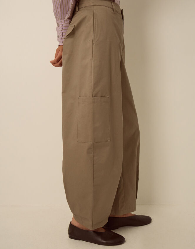 Evelyn Cargo Barrel Trousers, Camel (BEIGE), large