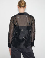 Betty Bow Organza Blouse, Black (BLACK), large