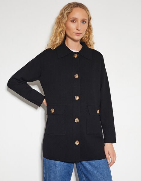 Nina Knit Utility Jacket, Black (BLACK), large