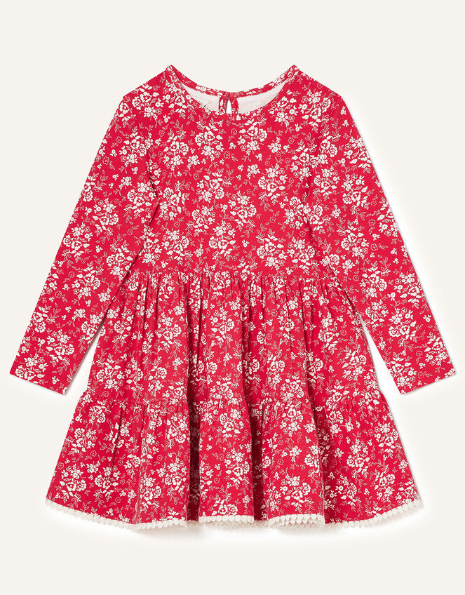 Martha Floral Jersey Dress, Red (RED), large