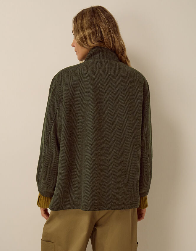 Pip Funnel Neck Herringbone Coat, Green (GREEN), large