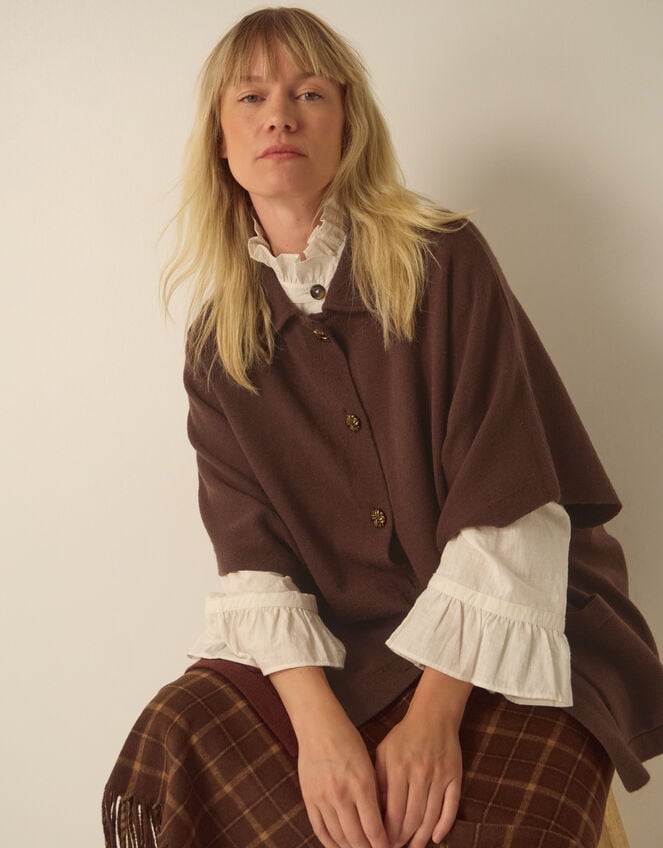 Bliss Collar Cape Sleeve Cardigan, Cognac (COGNAC), large