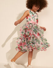 Rose Print Cancan Dress, Ivory (IVORY), large