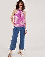Tie Strap Print Cami Top, Purple (LILAC), large
