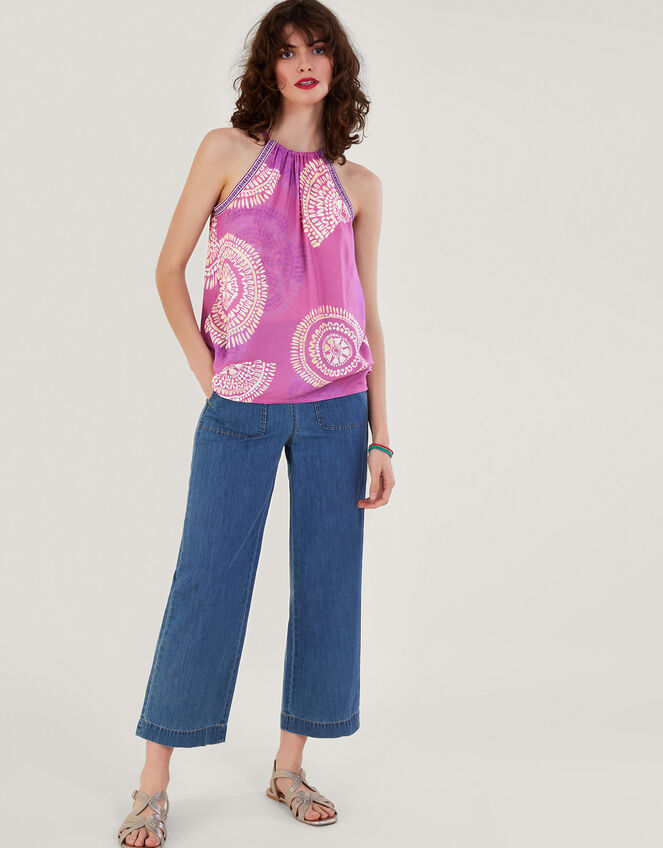 Tie Strap Print Cami Top, Purple (LILAC), large