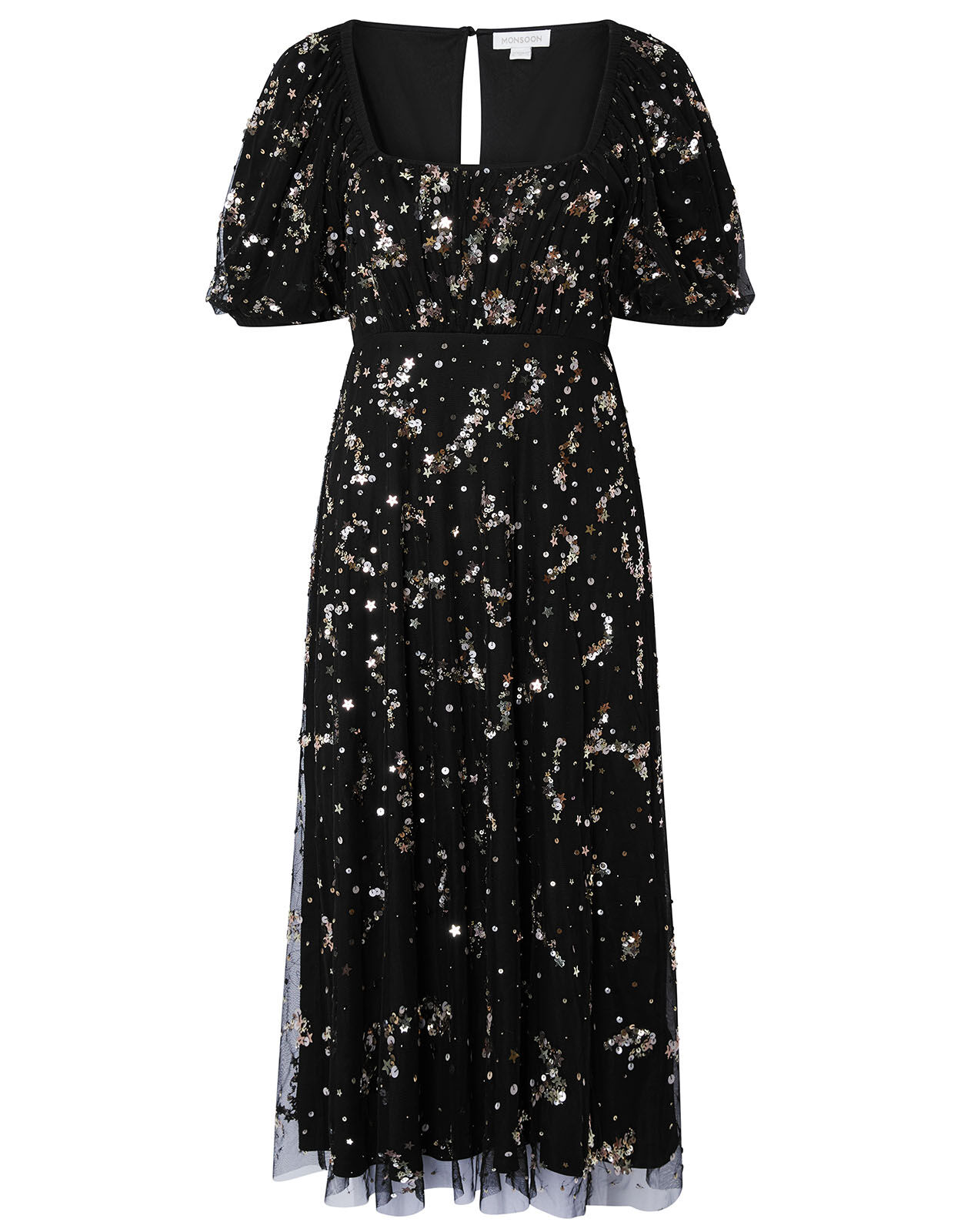 Selena Star Sequin Midi Dress Black