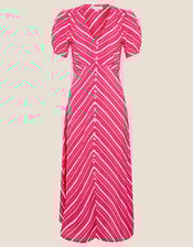 Narla Stripe Print Midi Dress , Red (BERRY), large