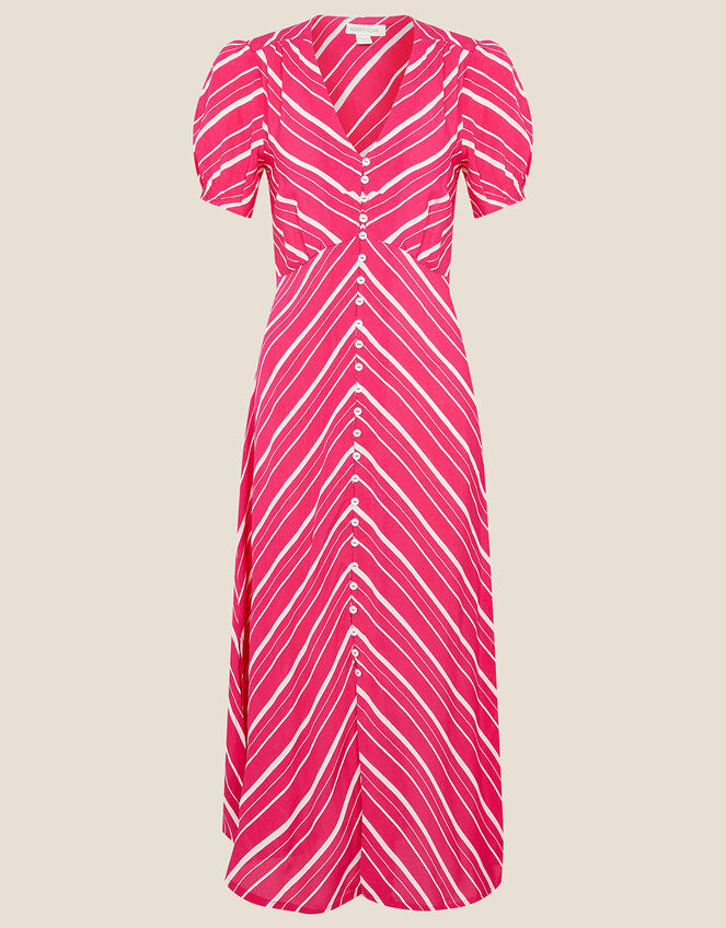 Narla Stripe Print Midi Dress , Red (BERRY), large