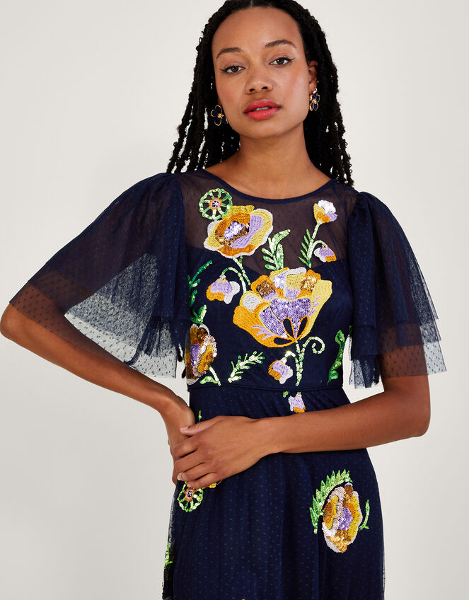 Claudia Embellished Midi Dress, Blue (NAVY), large