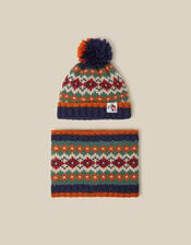Fair Isle Bobble Hat & Snood Set, Multi (MULTI), large