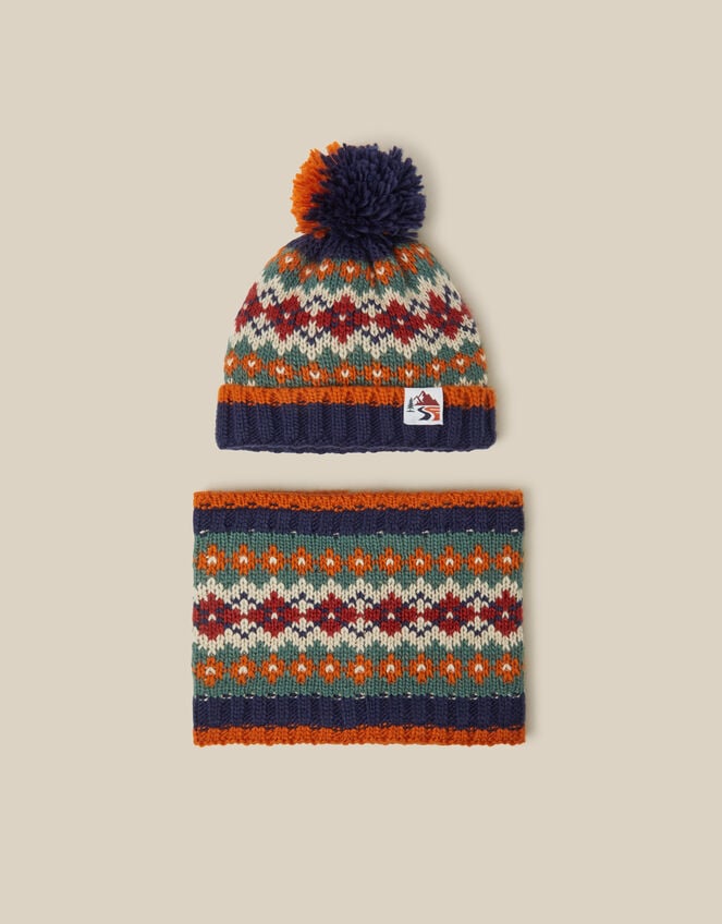 Fair Isle Bobble Hat & Snood Set, Multi (MULTI), large
