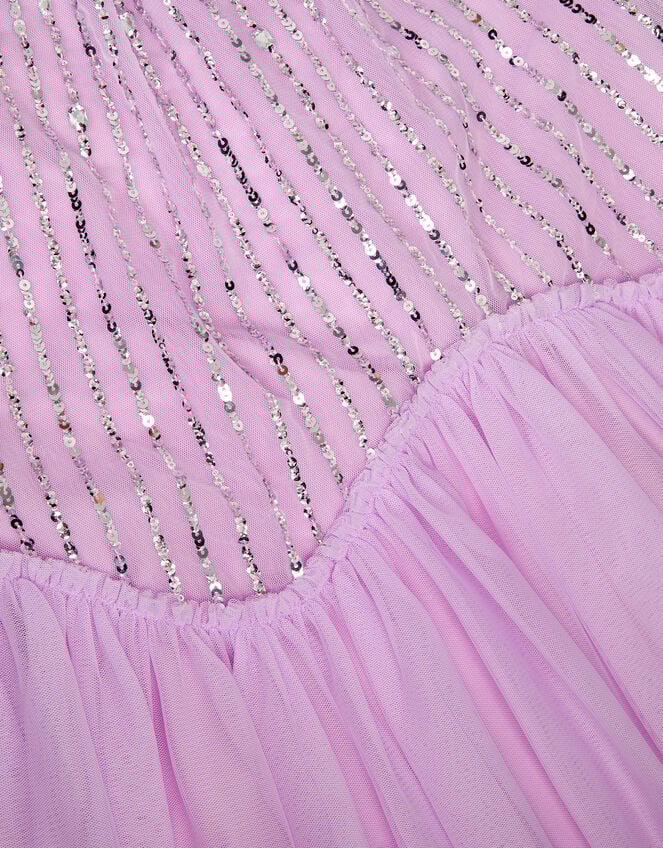 Elena Short Sleeve Sequin Party Dress, Purple (LILAC), large