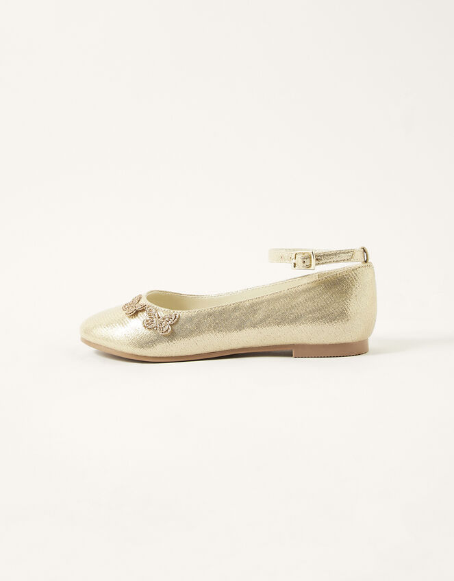 Shimmer Butterfly Ballerina Flats, Gold (GOLD), large