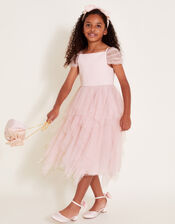 Scarlett Bardot Tulle Ruffle Dress, Pink (PINK), large