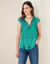 Roopa Embroidered Top , Green (GREEN), large