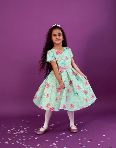 Baroque Rose Foil Print Dress Green, Green (MINT), large