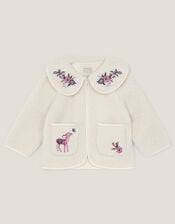Baby Embroidered Faux Shearling Fleece Jacket, Cream (CREAM), large