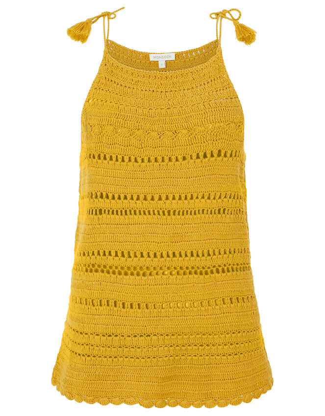 Cora Crochet Vest Top, Yellow (YELLOW), large