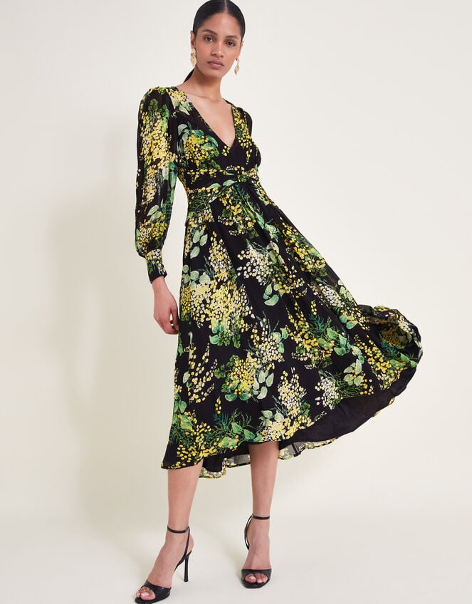 Valeria Print Dress, Black (BLACK), large