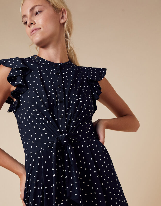 Spot Print Stretch Jumpsuit, Blue (NAVY), large