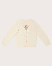Intarsia Horse V-Neck Cardigan, Camel (OATMEAL), large