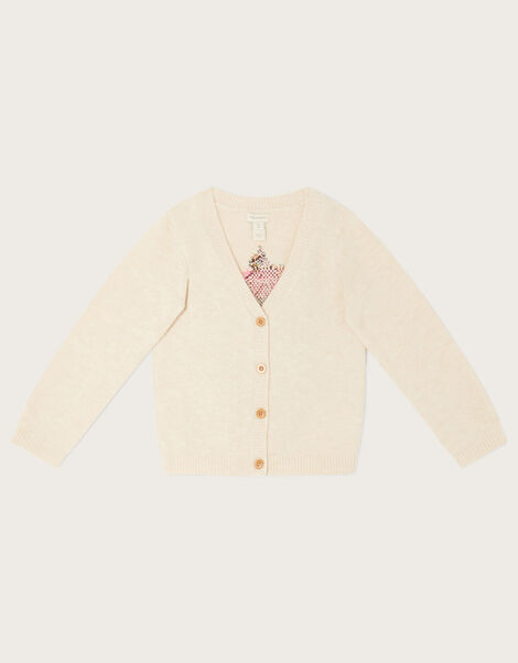 Intarsia Horse V-Neck Cardigan, Camel (OATMEAL), large
