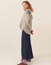 East Reyna Denim Midi Skirt, Blue (INDIGO), large