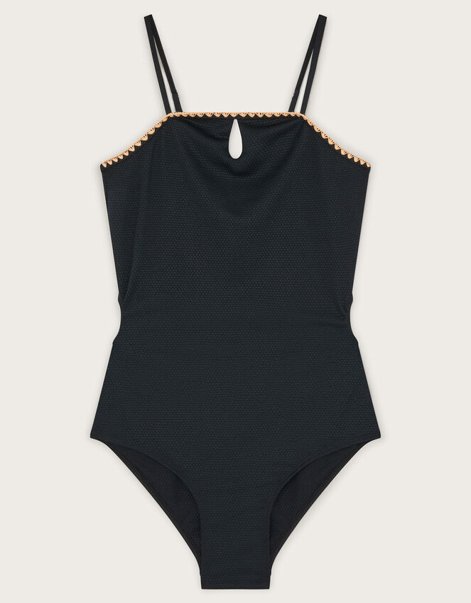 Texture Cut-Out Swimsuit, Black (BLACK), large