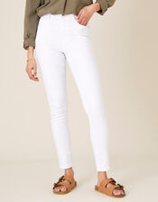 Iris Regular-Length Skinny Jeans, White (WHITE), large