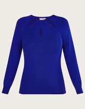Cut-Out Detail Jumper with LENZING™ ECOVERO™, Blue (COBALT), large
