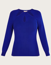 Cut-Out Detail Sweater with LENZINGâ„¢ ECOVEROâ„¢, Blue (COBALT), large