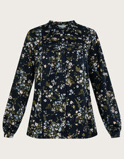 Floral Lace Insert Jersey Shirt, Black (BLACK), large