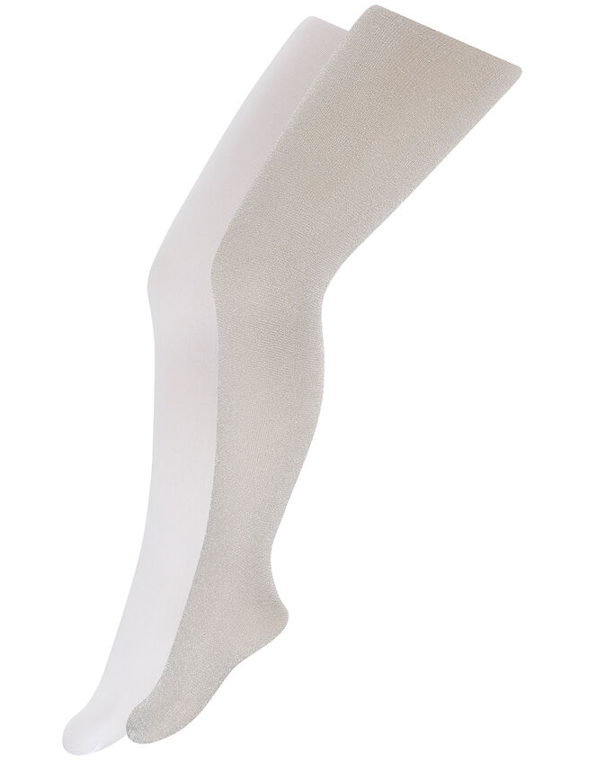 Sparkly Nylon Tights Set , Silver (SILVER), large