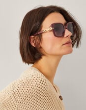 Link Square Sunglasses, Red (BURGUNDY), large