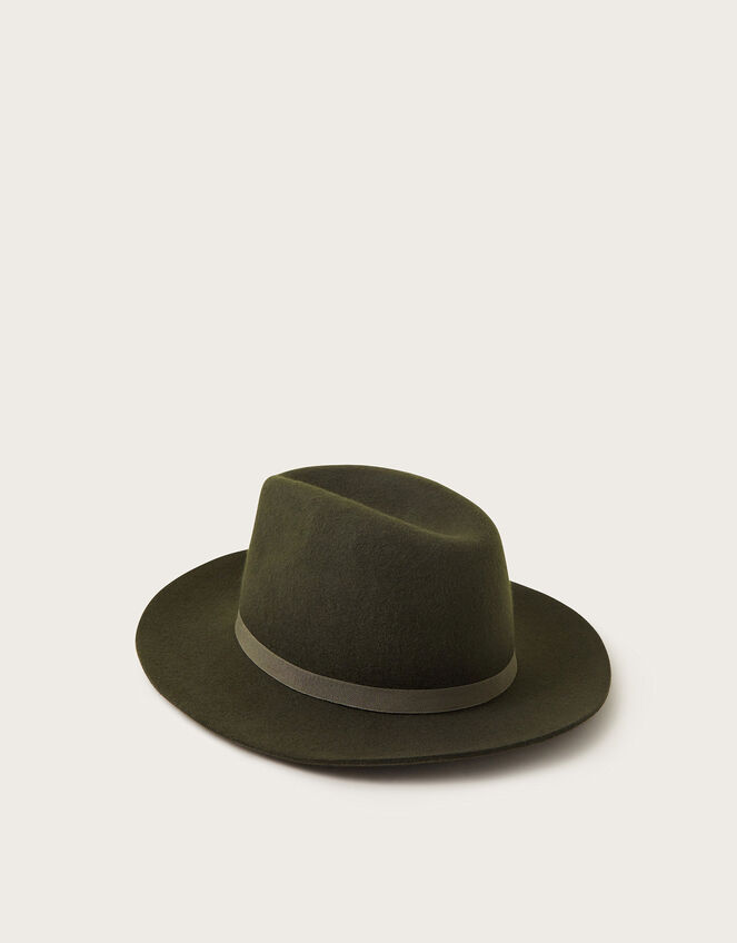 Drew Wool Fedora Hat, Green (KHAKI), large