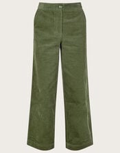 Cord Wide Leg Suit Trousers, Green (GREEN), large