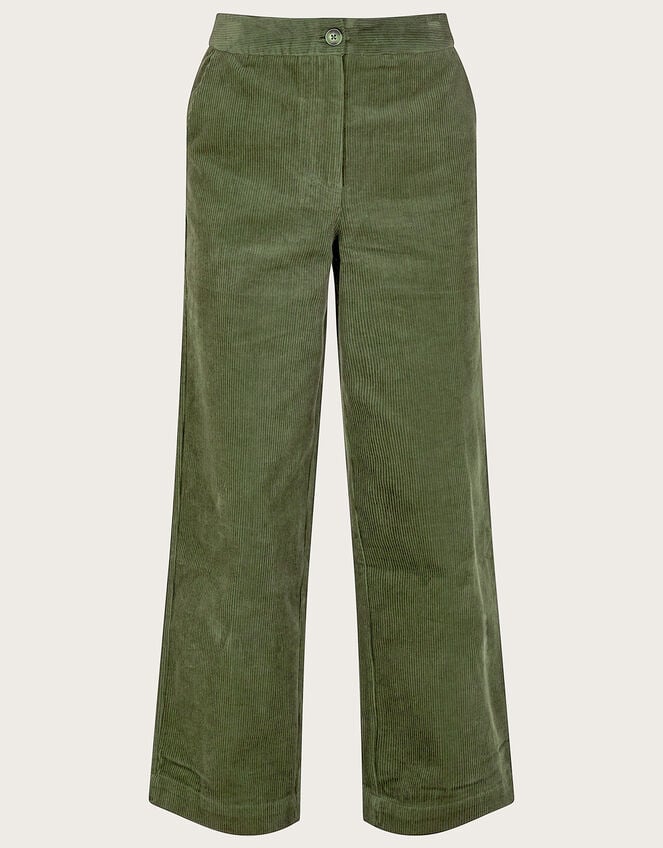 Cord Wide Leg Suit Trousers, Green (GREEN), large