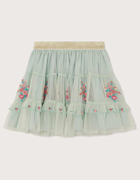 Boutique Embroidered Tulle Skirt Green, Green (GREEN), large